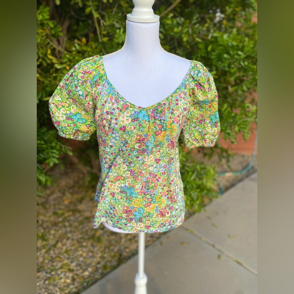 Charter Club Floral Puff Sleeve Blouse